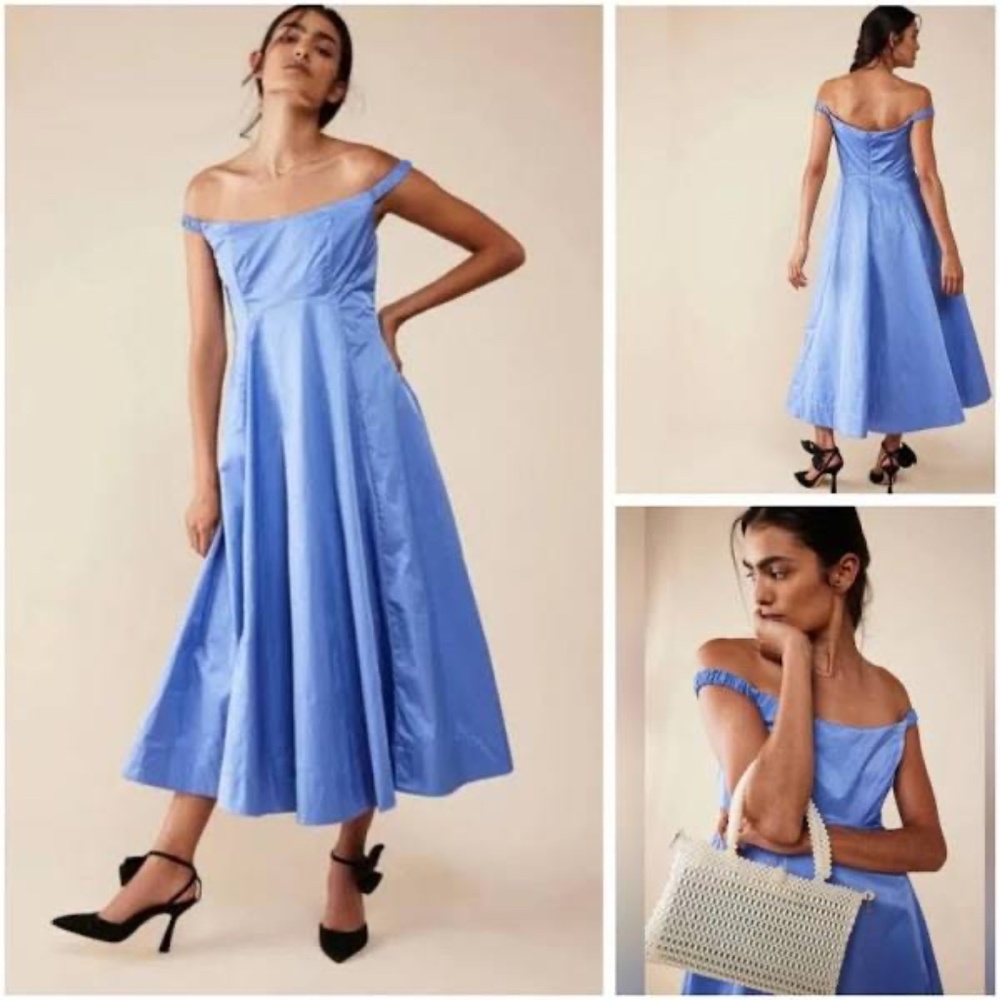 Free People Alinda Midi Dress in Blue Iris - SZ 6 - NEW